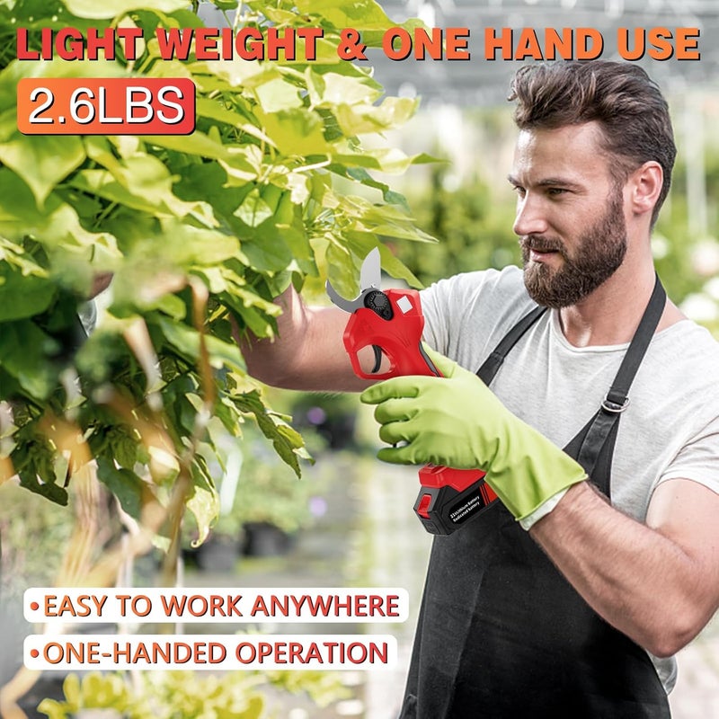 Vkdemer Electric Pruning Shears, Professional Cordless Pruning Shears with LCD Display, Electric Pruner Battery Powered with 2 PCS Rechargeable 2Ah Lithium Battery, 1.6Inch (40MM) Cutting Diameter - Image 5